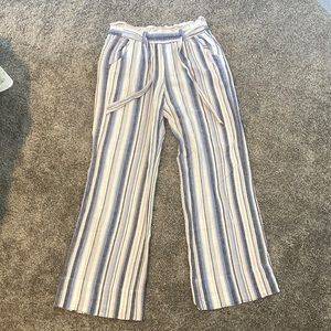 M Striped Linen Wide Leg Pant
